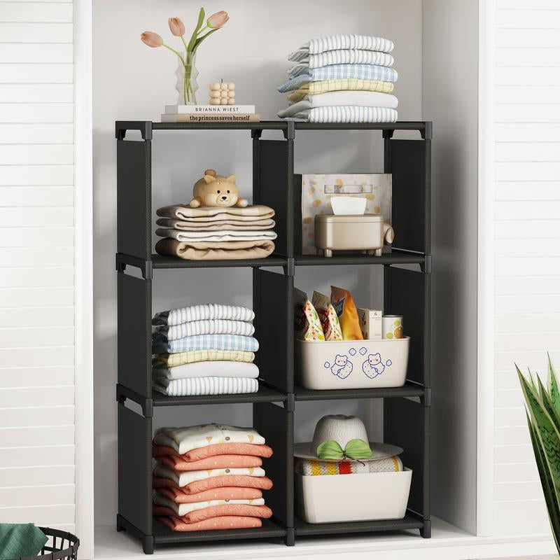 Closet Organizers and Storage 6 Cube Storage Organizer Portable Closet Shelves Cabinet for Bedroom Living Room Office Lightweight Metal Rack Plastic