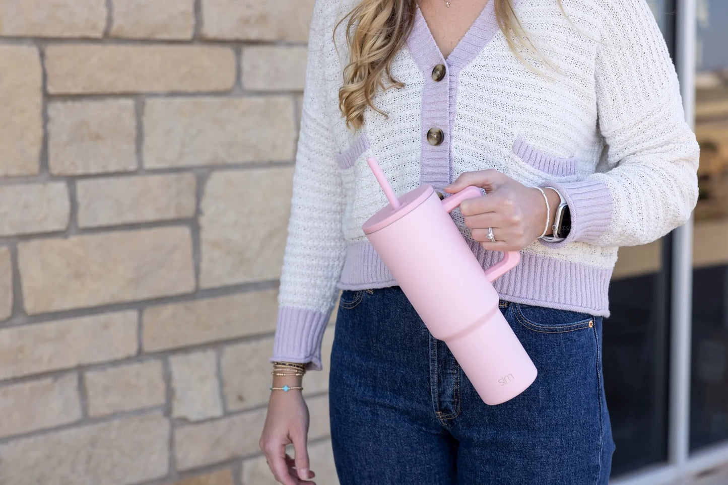 40 Fl Oz Insulated Stainless Steel Trek Tumbler with Straw Lid|Blush