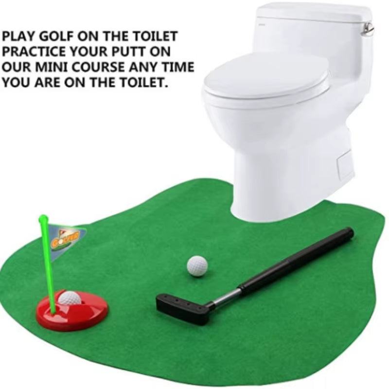 1Set Golf Toilet Toy, Mini Bathroom Golf Toy, Bathroom Golf Set, Suitable for Women and Men Funny Toys Gift Golf Trainer
