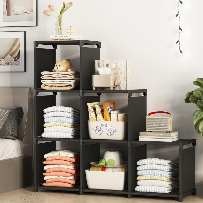 Closet Organizers and Storage 6 Cube Storage Organizer Portable Closet Shelves Cabinet for Bedroom Living Room Office Lightweight Metal Rack Plastic