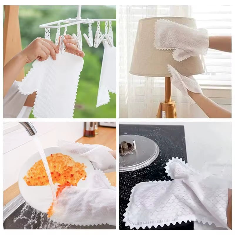 10/20Pcs Non-Woven Dust Cleaning Gloves Reusable Fish Scale Cleaning Duster Gloves Household Kitchen Cleaning Tool