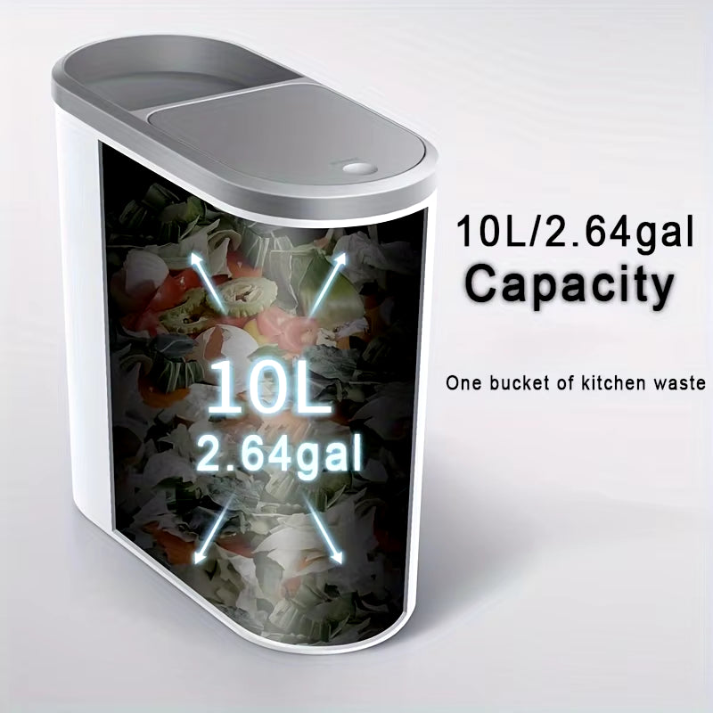 10L Large Capacity Silent Closed Plastic Bathroom Garbage Bin - Space Saving Design, Creative Household Gap Garbage Bin