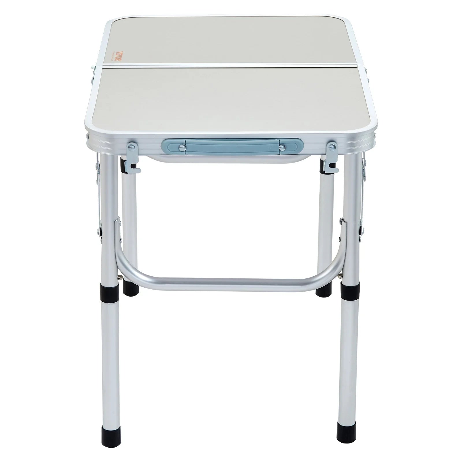 VEVOR Folding Camping Table, Adjustable Height Outdoor Portable Side Tables, Lightweight Fold up Table, Aluminum & MDF Ultra Compact Work Table, for Cooking, Beach, Picnic, Travel, 24X16 Inch, Silver