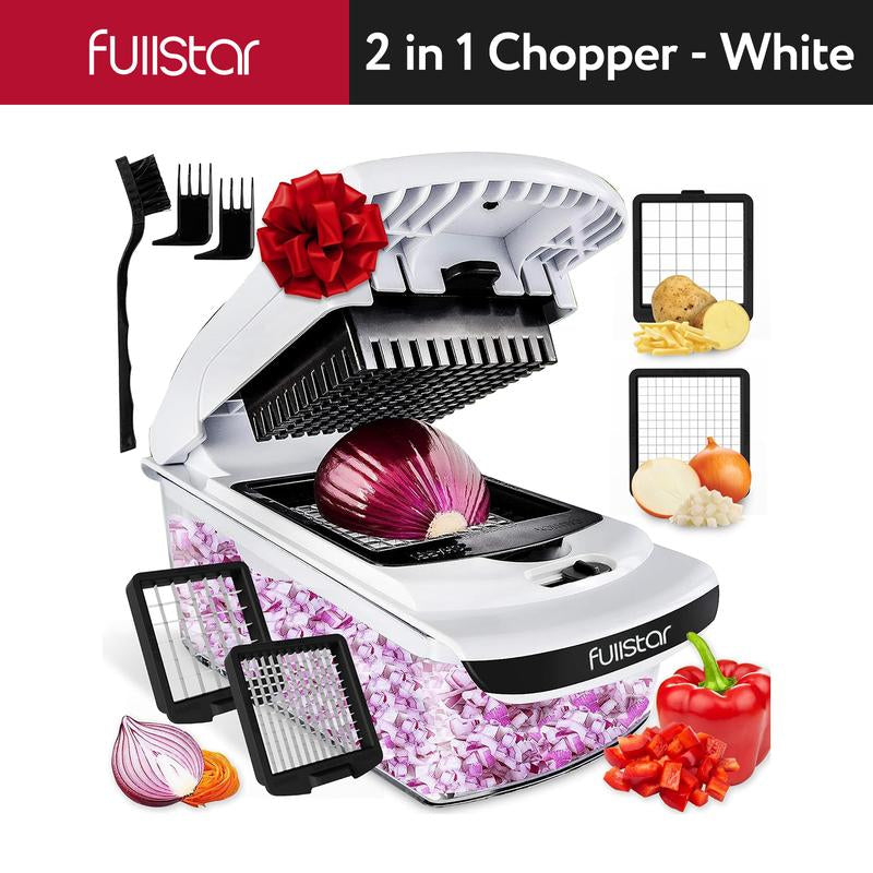 Fullstar Vegetable Chopper - Vegetable Slicer - Onion Chopper with Container - Pro Food Chopper - Slicer Dicer Cutter - Kitchen Gadgets - Chopping - Blade - Handy Set Utensils Stainless Steel