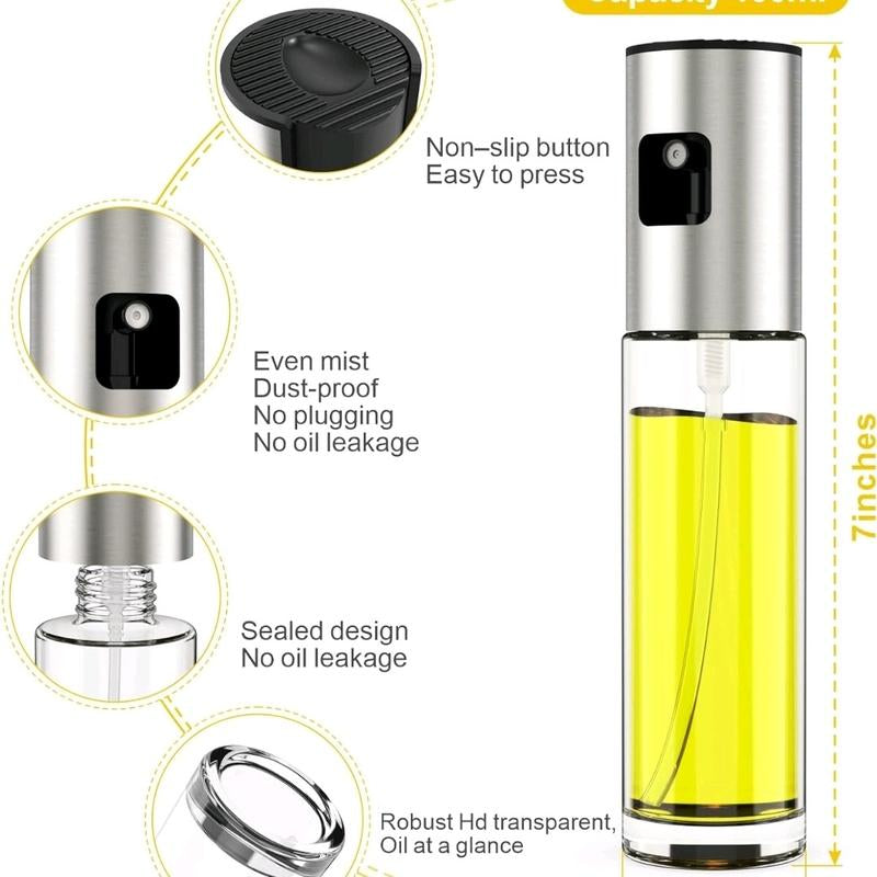 Premium Olive Oil Sprayer for Cooking, 1 Pack Food-Grade Olive Oil Spray Glassbottle Olive Oil Mister Spray Bottle for Cooking, Perfect for Salad, BBQ, Baking Portable Household