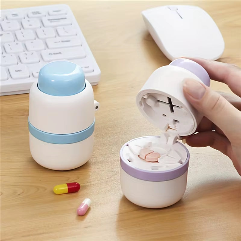 Pill Cutter Medicine Splitter Storage Box 1/4 1/2 Medication Cutter Portable Medicine Storage Tablet Slicer Home Pill Dispenser