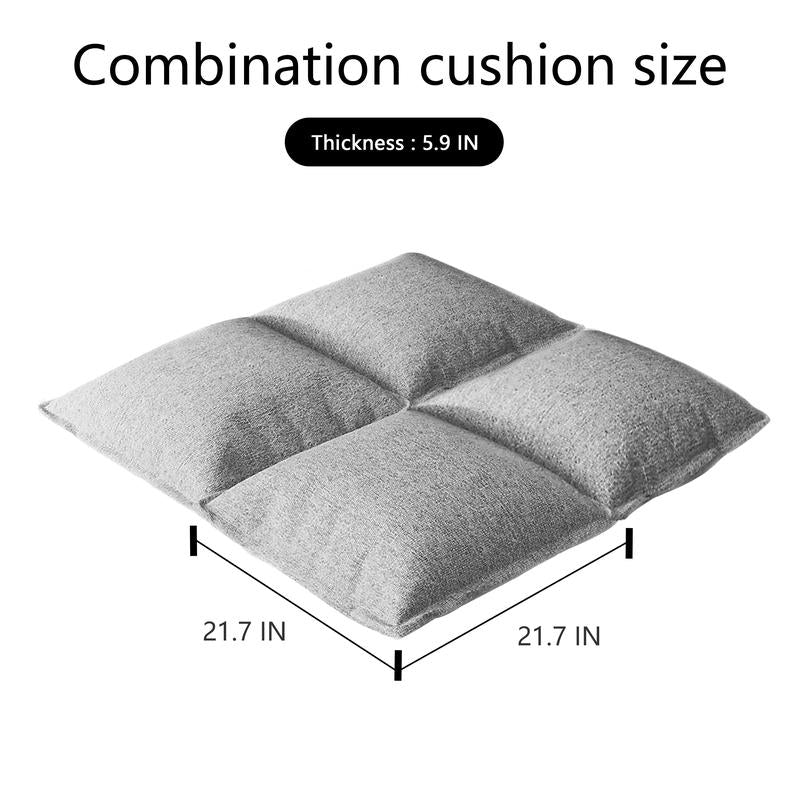 Square Combination Floor Seating Cushion, Meditation Cushion Japanese Tatami Floor Cushion, Sofa Balcony Pad Linen 20 * 20 * 6 Inches Grey