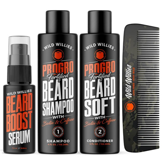 Beard Care Kit, Biotin Fortified Shampoo & Conditioner with Caffeine, 2 4-Oz Bottles, Promotes Healthy Beard Growth & Boost Serum Hair Care Comfort