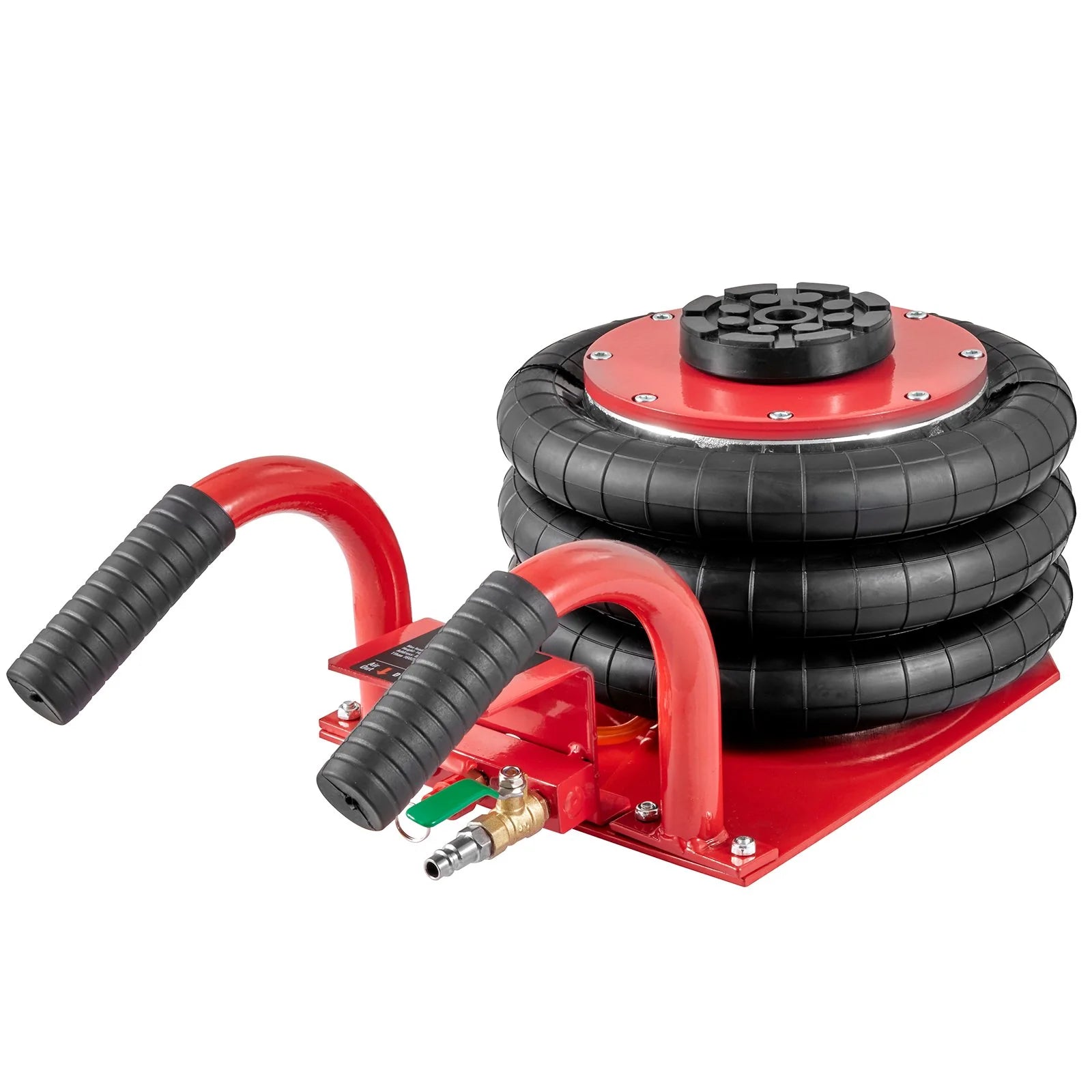 VEVOR Air Jack, 3 Ton/6600 Lbs Triple Bag Air Jack, Airbag Jack with Six Steel Pipes, Lift up to 17.7 Inch/450 Mm, 3-5 S Fast Lifting Pneumatic Jack, with Side Handles for Car, Garage, Repair (Red)