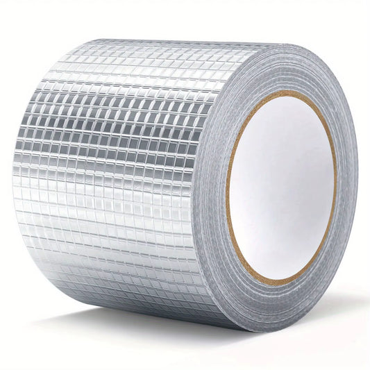 1Roll Super Waterproof Self-Adhsive Tape,Butyl Rubber Aluminium Foil Adhesive Repair,For Roof and Duct Seal and Fastening