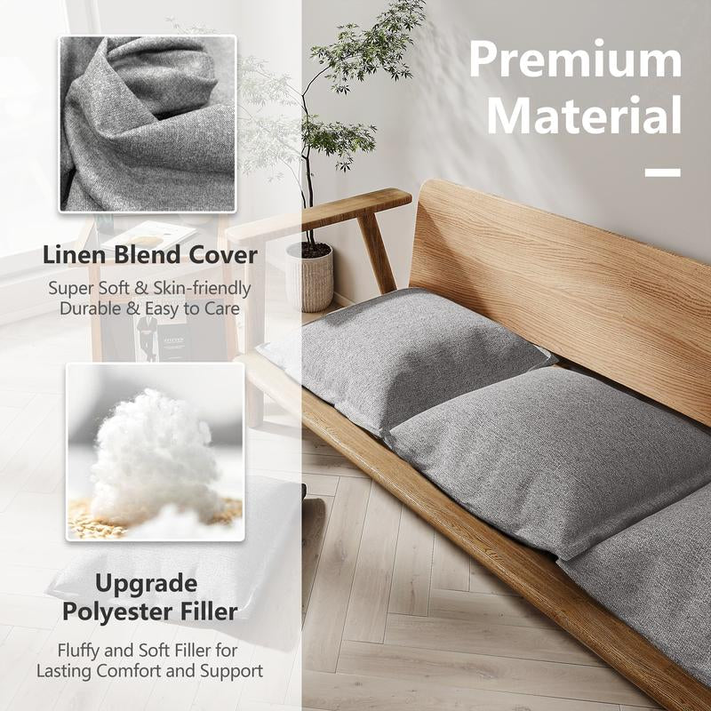 Square Combination Floor Seating Cushion, Meditation Cushion Japanese Tatami Floor Cushion, Sofa Balcony Pad Linen 20 * 20 * 6 Inches Grey