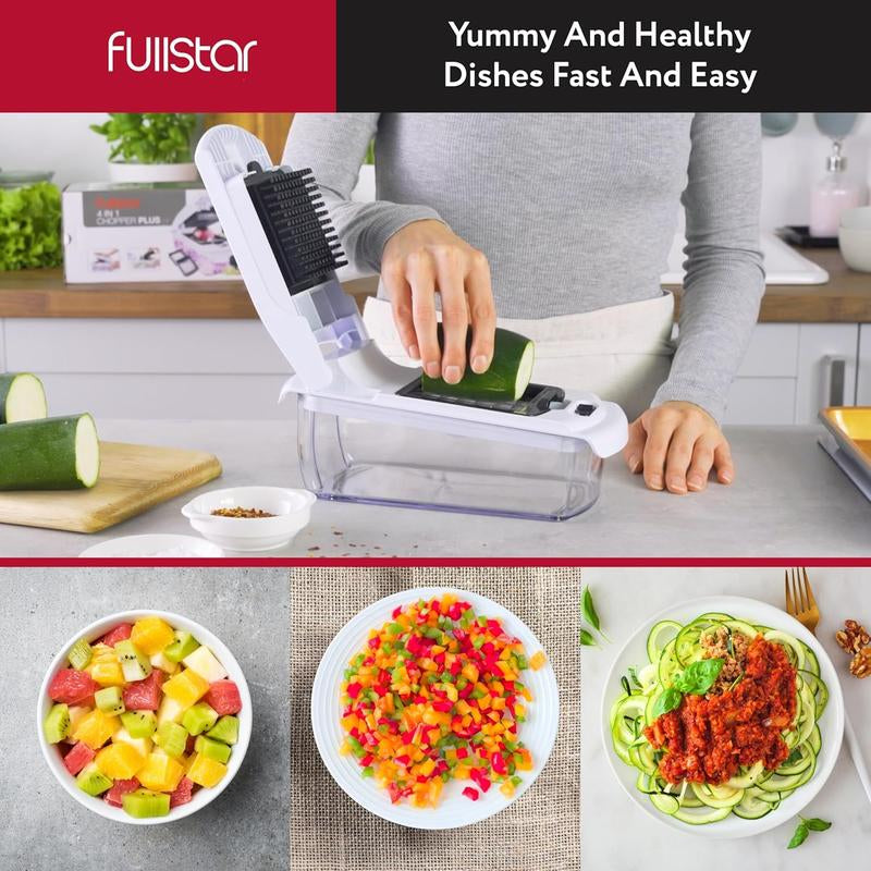 Fullstar Vegetable Chopper - Vegetable Slicer - Onion Chopper with Container - Pro Food Chopper - Slicer Dicer Cutter - Kitchen Gadgets - Chopping - Blade - Handy Set Utensils Stainless Steel