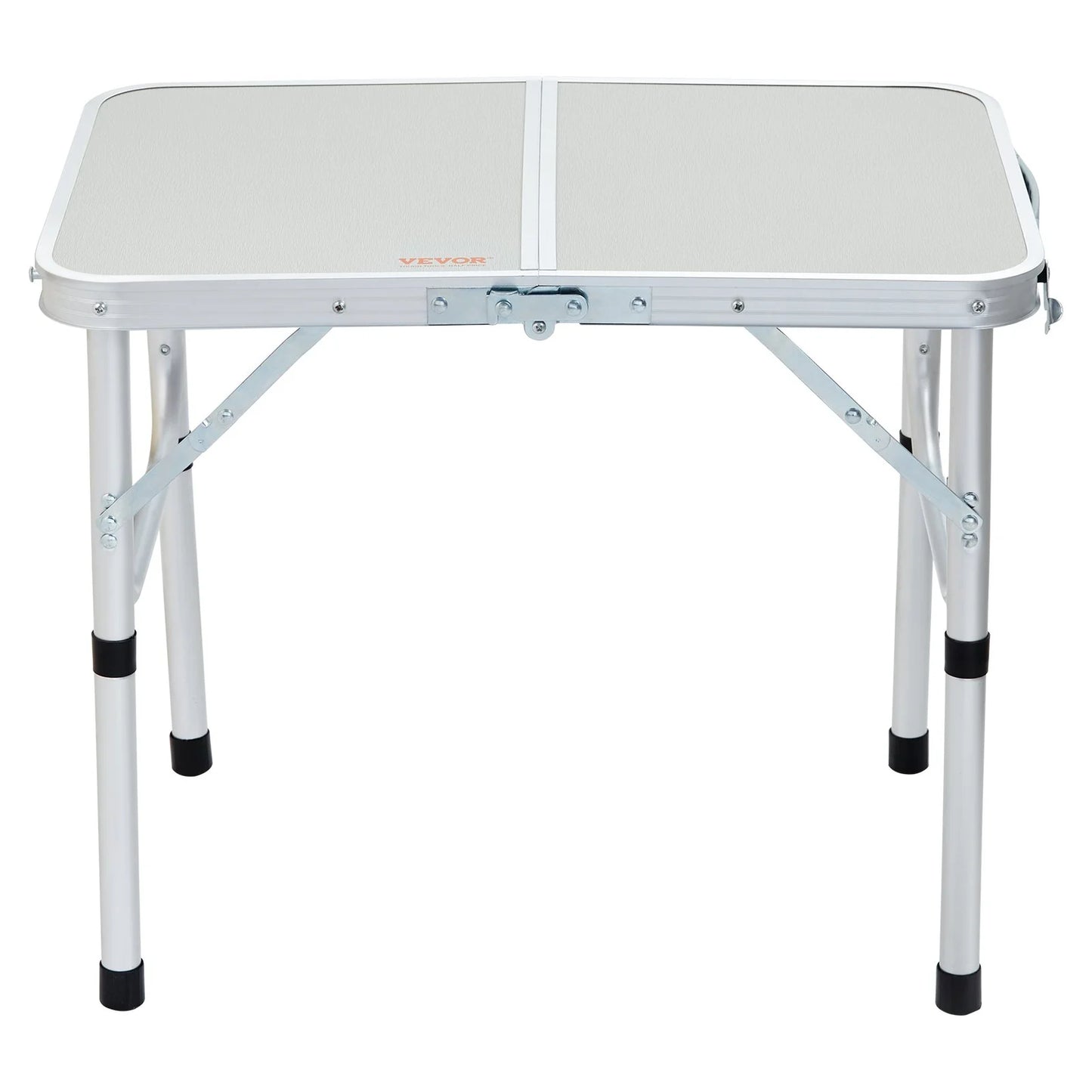 VEVOR Folding Camping Table, Adjustable Height Outdoor Portable Side Tables, Lightweight Fold up Table, Aluminum & MDF Ultra Compact Work Table, for Cooking, Beach, Picnic, Travel, 24X16 Inch, Silver