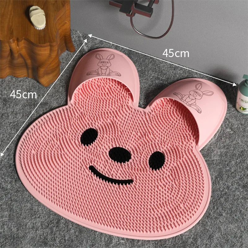 Silicone Rabbit Foot Rubbing Artifact Bathroom Non-Slip Mat Back Rubbing Massage Mat Bath Washing Foot Peeling Shower Room Floor