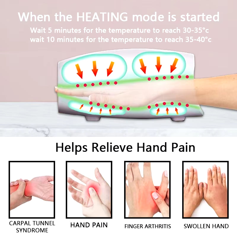 Electric Hand Massager with Air Compression Heat Cordless Palm Finger Massage Machine for Arthritis Finger Numbness Pain Relieve