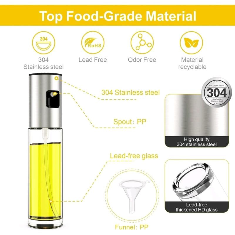 Premium Olive Oil Sprayer for Cooking, 1 Pack Food-Grade Olive Oil Spray Glassbottle Olive Oil Mister Spray Bottle for Cooking, Perfect for Salad, BBQ, Baking Portable Household