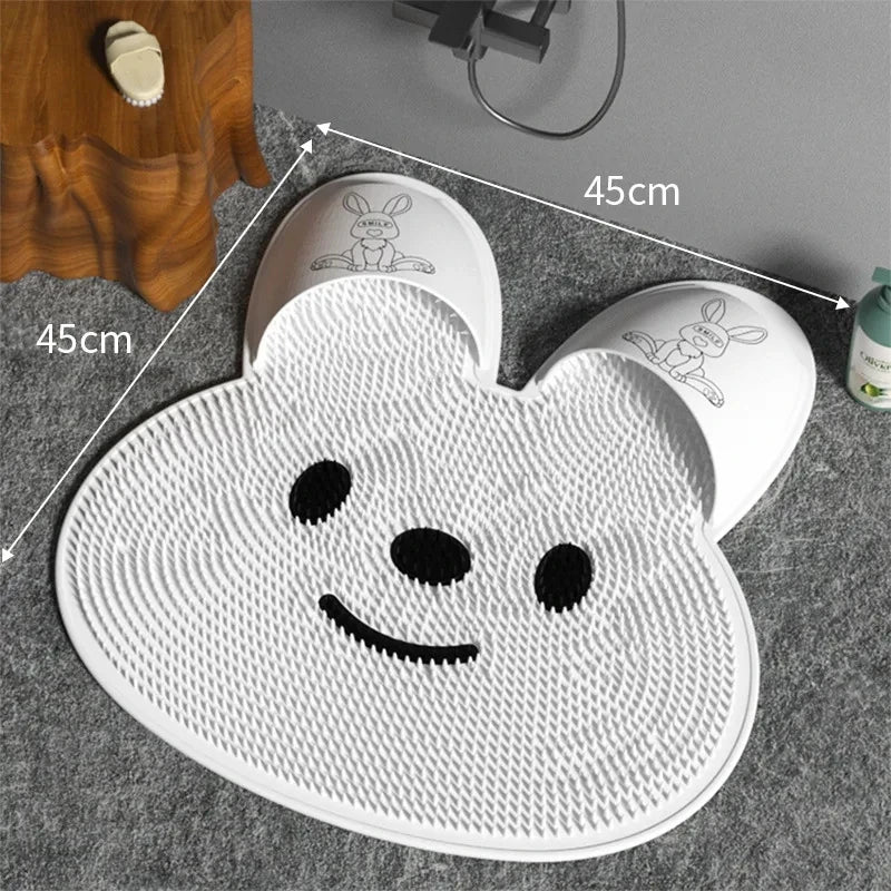 Silicone Rabbit Foot Rubbing Artifact Bathroom Non-Slip Mat Back Rubbing Massage Mat Bath Washing Foot Peeling Shower Room Floor