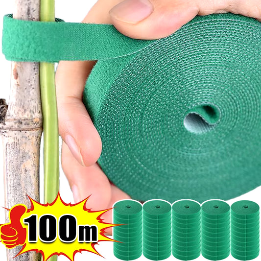 Self Adhesive Plant Nylon Cable Tie Green Adjustable Plants Hook Loop Support Garden Twine Bandage Reusable Fastener Tape Strips