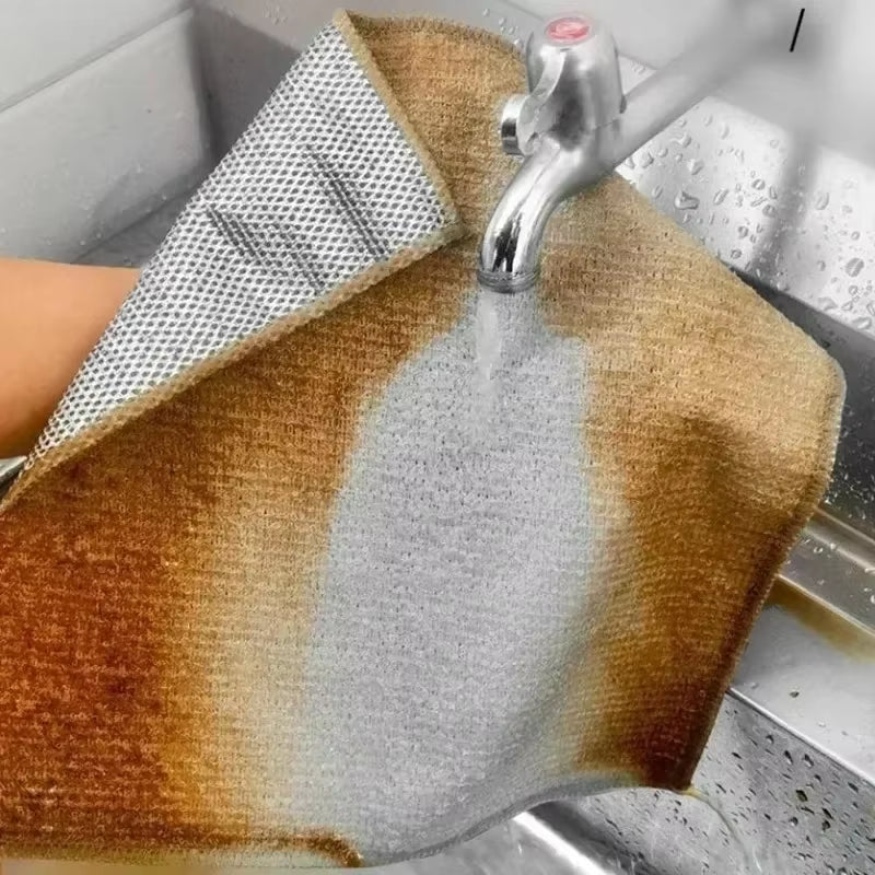 Magic Dishcloth Wire Cleaning Cloths Kitchen Silver Dish Pot Washing Cloth Towels Metal Steel Wire Rags for Kitchen 20X20Cm