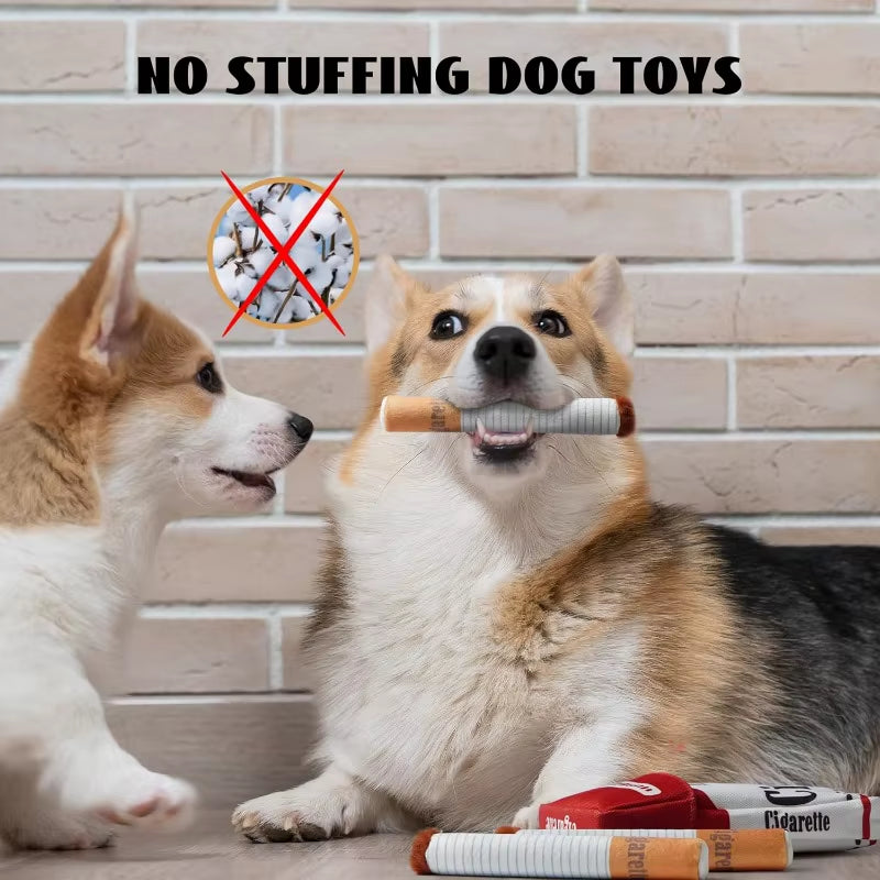 Funny Interactive Plush Dog Toys Creative Cigarette Interactive Giggles Dog Toys Funny Plush Chewing Toy Cigaret Box Pet Gifts