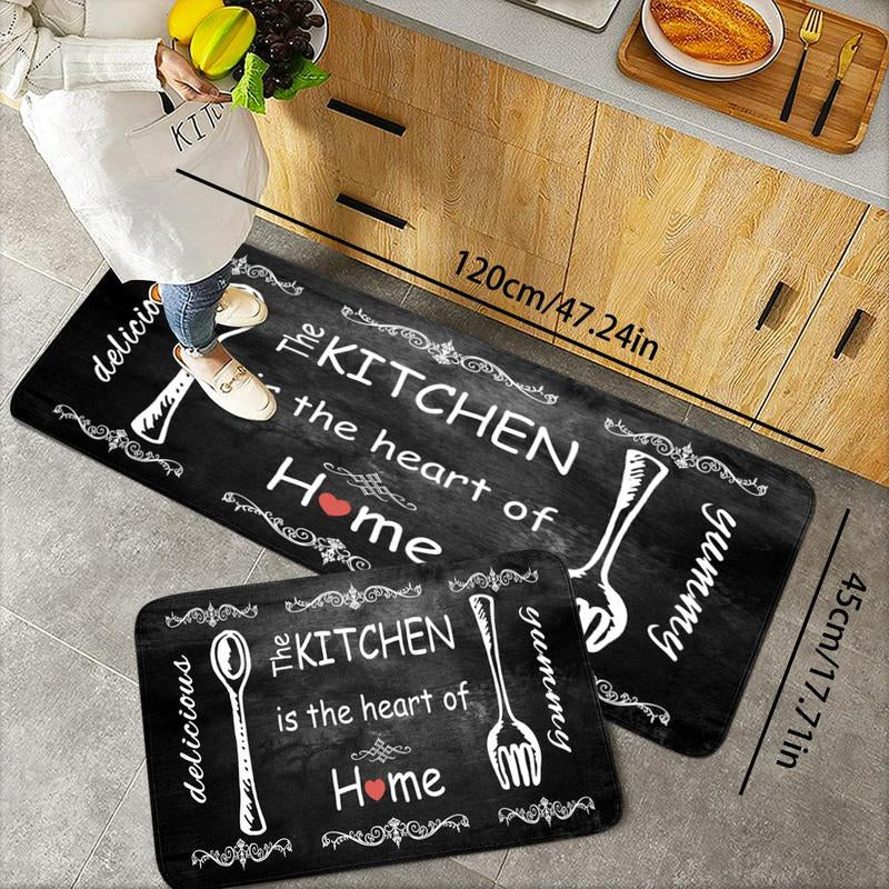 Fork & Spoon Pattern Kitchen Rug, Non-Slip Floor Mat, Rectangle Area Rug, Decorative Carpet for Home Living Room Bedroom Kitchen, Summer for Gift, Room Decor, Gift