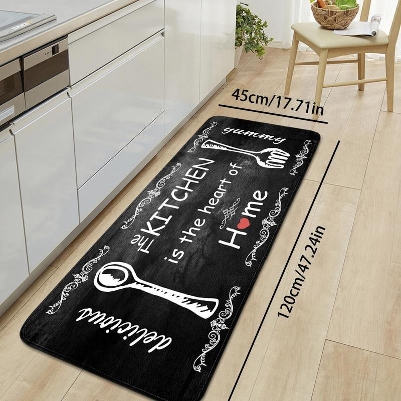 Fork & Spoon Pattern Kitchen Rug, Non-Slip Floor Mat, Rectangle Area Rug, Decorative Carpet for Home Living Room Bedroom Kitchen, Summer for Gift, Room Decor, Gift