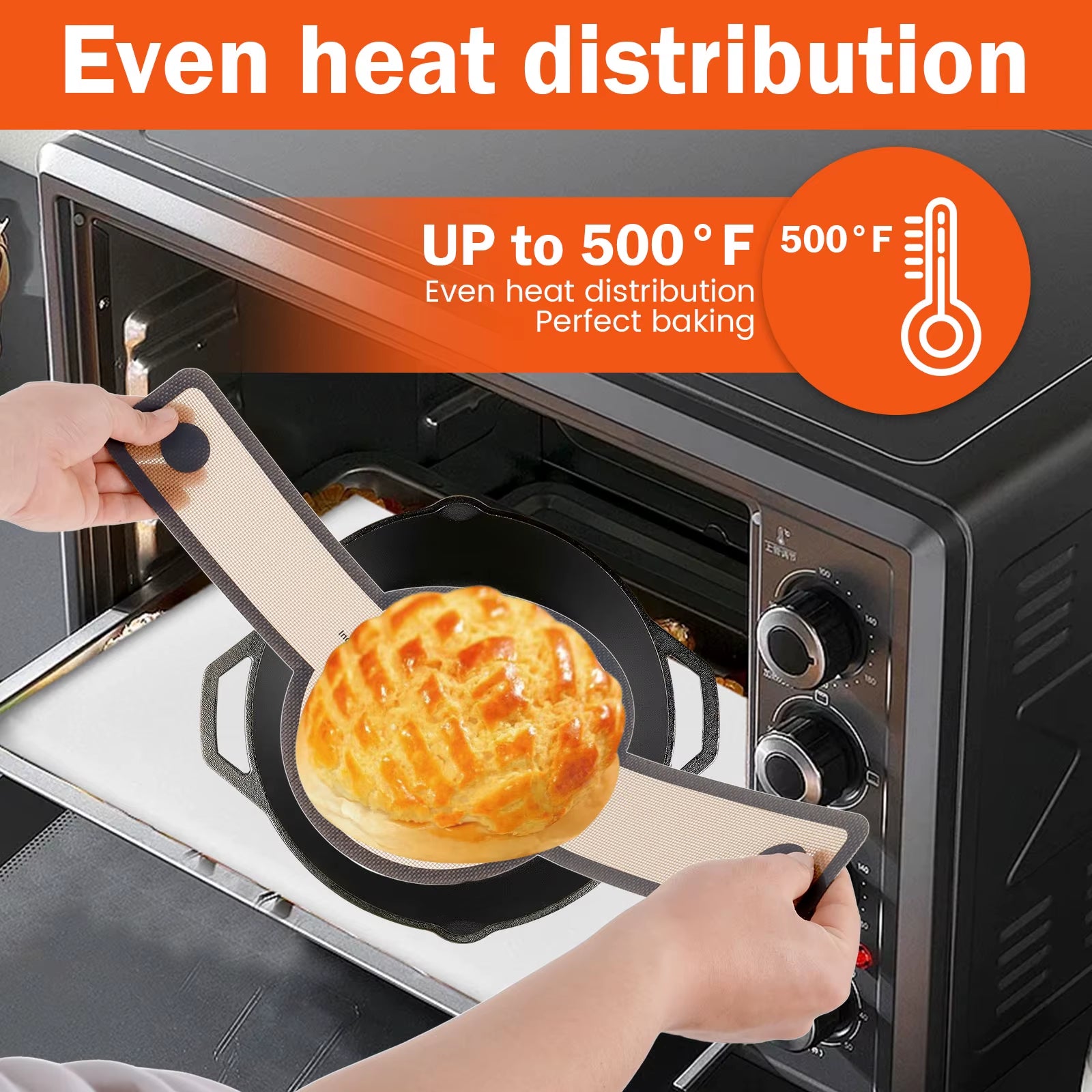 2Pcs Silicone Bread Sling with Long Handle Non Stick round and Oval Sourdough Bread Baking Mat Oven Liner for Transfer Dough