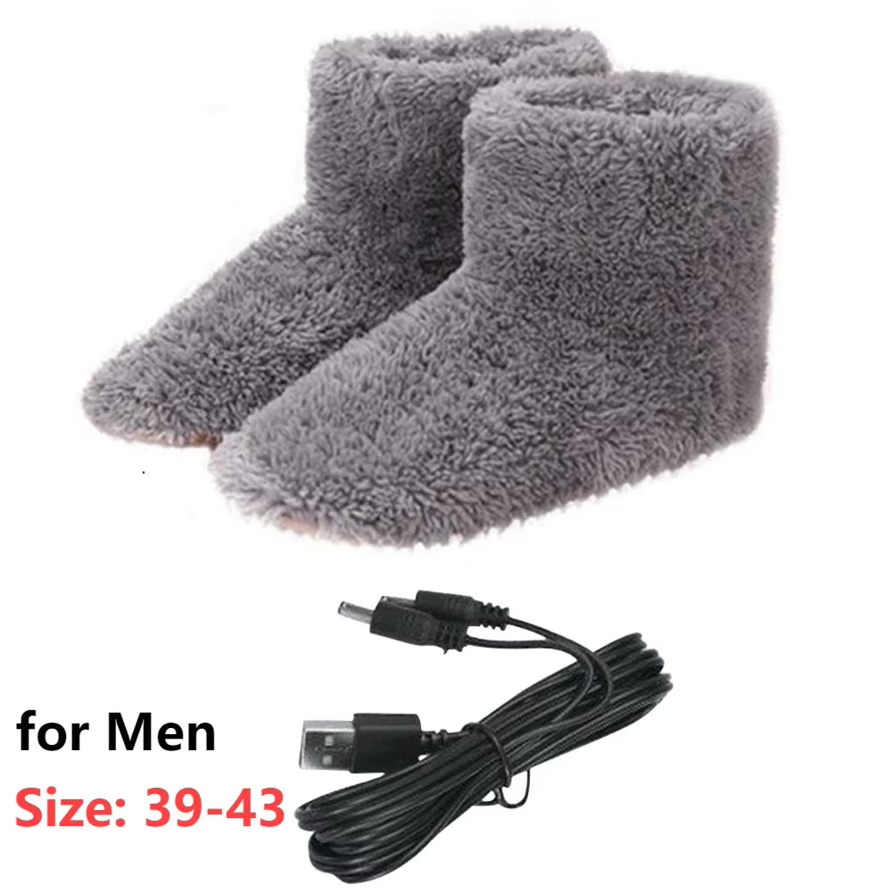 USB Electric Heater Foot Warmer Heated Comfort Fleece Suede Cushion Couple Warm Foot Cover Feet Heating Pads for Home Sleeping