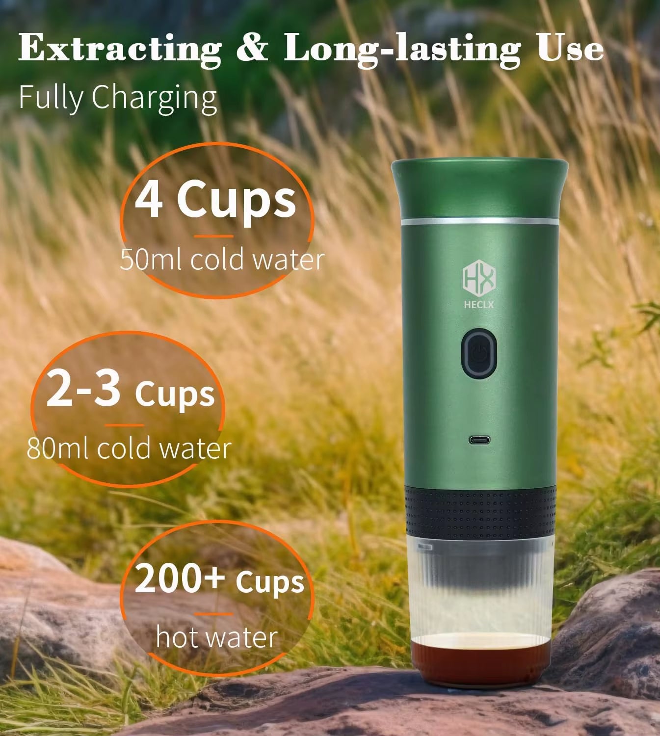 Portable Electric Espresso Machine, Travel Coffee Maker for Camping, Car Coffee Maker Self-Heating, Compatible with Ground Coffe