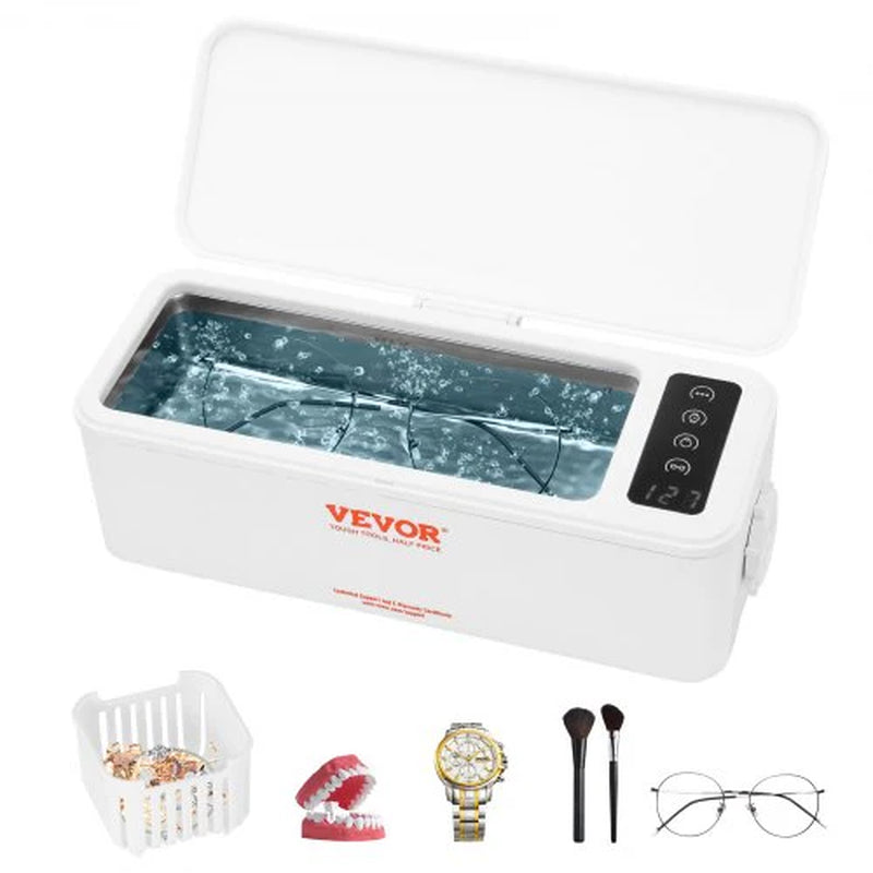 VEVOR Jewelry Cleaner Ultrasonic Machine, Ultrasonic Cleaner Machine 16Oz (470Ml) with 4 Timer Modes, Portable Ultrasonic Jewelry Cleaner with Cleaning Basket for Eyeglasses, Watches, Dentures, Rings