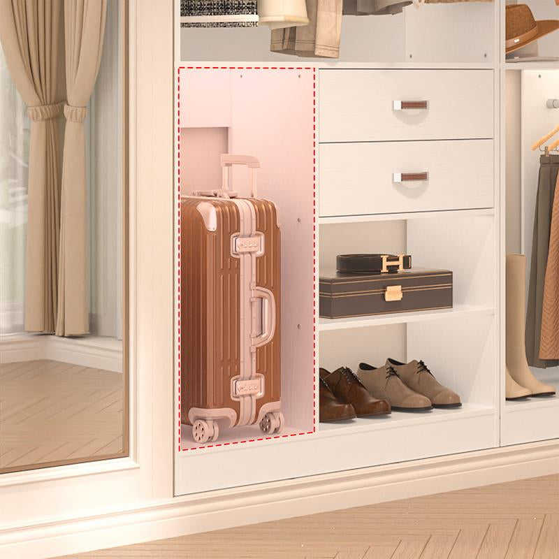 Cyclysio Freestanding Huge Wooden Closet System, 110'' Reversible Stand-Alone Wood Wardrobe, Sturdy Walk-In Closet Organizer with Hanging Rods