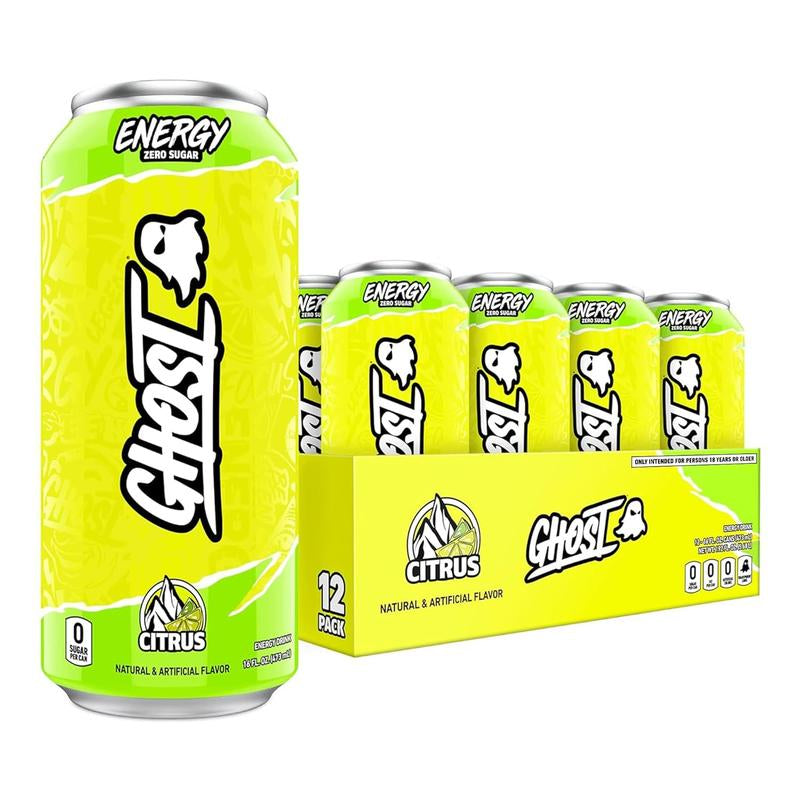 GHOST ENERGY DRINKS - 16Oz Cans - Energy & Focus & No Artificial Colors - 200Mg of Natural Caffeine, L-Carnitine & Taurine - Gluten-Free & Vegan