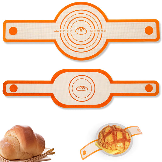 2Pcs Silicone Bread Sling with Long Handle Non Stick round and Oval Sourdough Bread Baking Mat Oven Liner for Transfer Dough