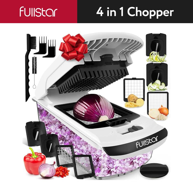 Fullstar Vegetable Chopper - Vegetable Slicer - Onion Chopper with Container - Pro Food Chopper - Slicer Dicer Cutter - Kitchen Gadgets - Chopping - Blade - Handy Set Utensils Stainless Steel