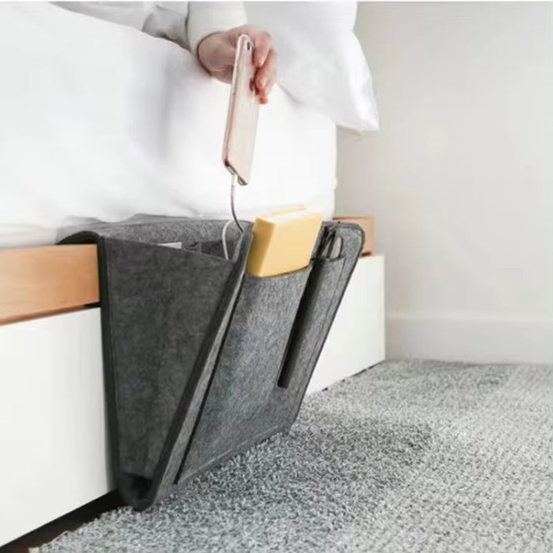 Felt Bedside Storage Organizer Anti-Slip Bedside Bag Bed Sofa Side Pouch Hanging Couch Storage Bed Holder Pockets for Sofa