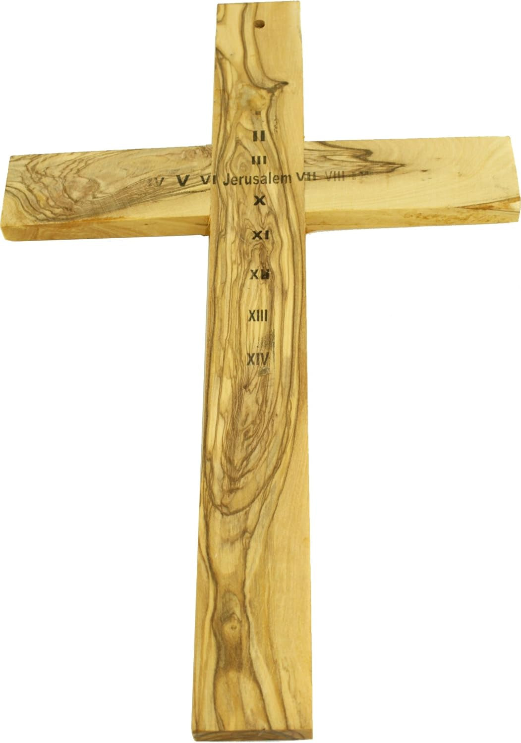 Olive Wood Cross from Bethlehem with a Certificate and Lord Prayer Card (14 Inch Crucifix)