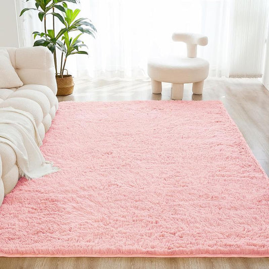 【Magichomeshop】1Pc Soft Flocked Plush Floor Mat, Fluffy Shaggy Area Rug, Frosted Bottom Plush Carpet, Living Room Nursery Decorative Rug Bathroom Absorbent Floor Mats, Non-Slip Bathroom Foot Mats Stain Resistant Rugs for Living Room