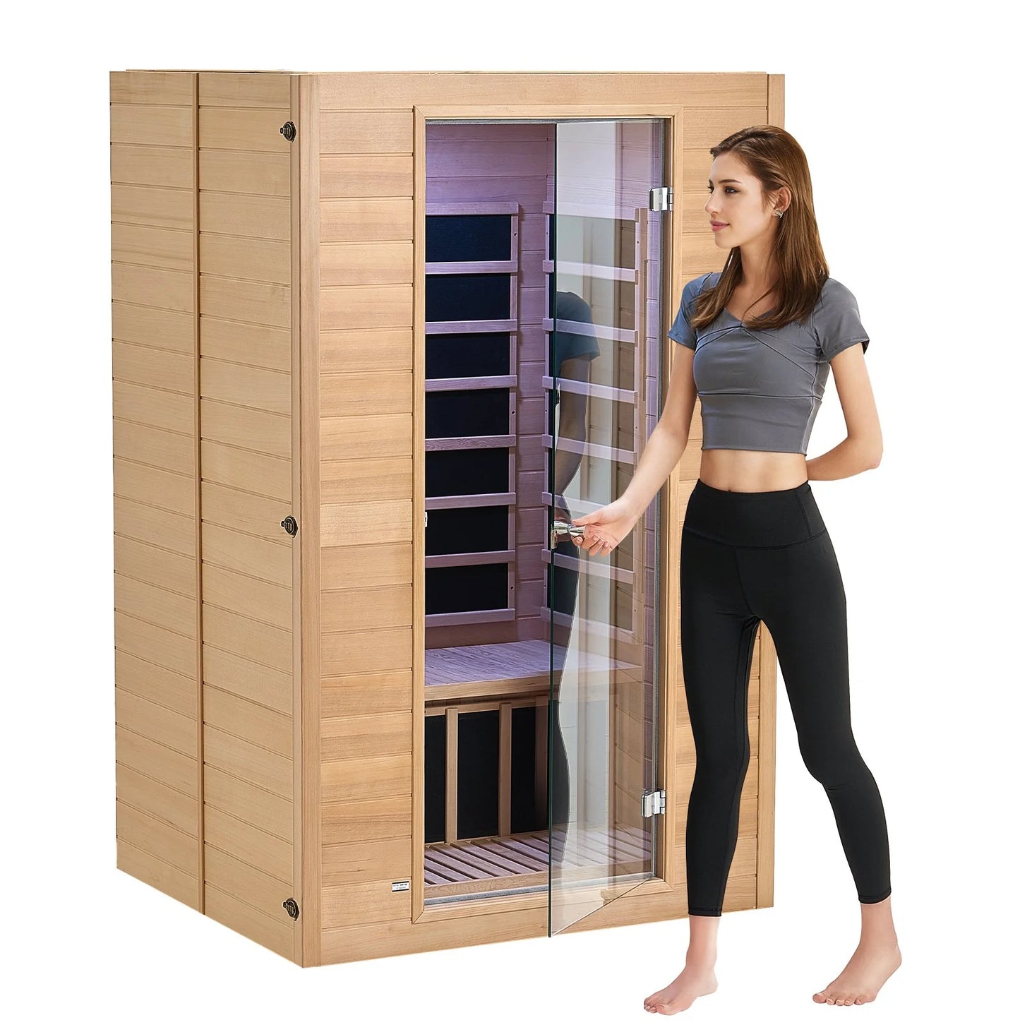 VEVOR Far Infrared Wooden Sauna, Room Home Sauna Spa for 2 Person 1800W