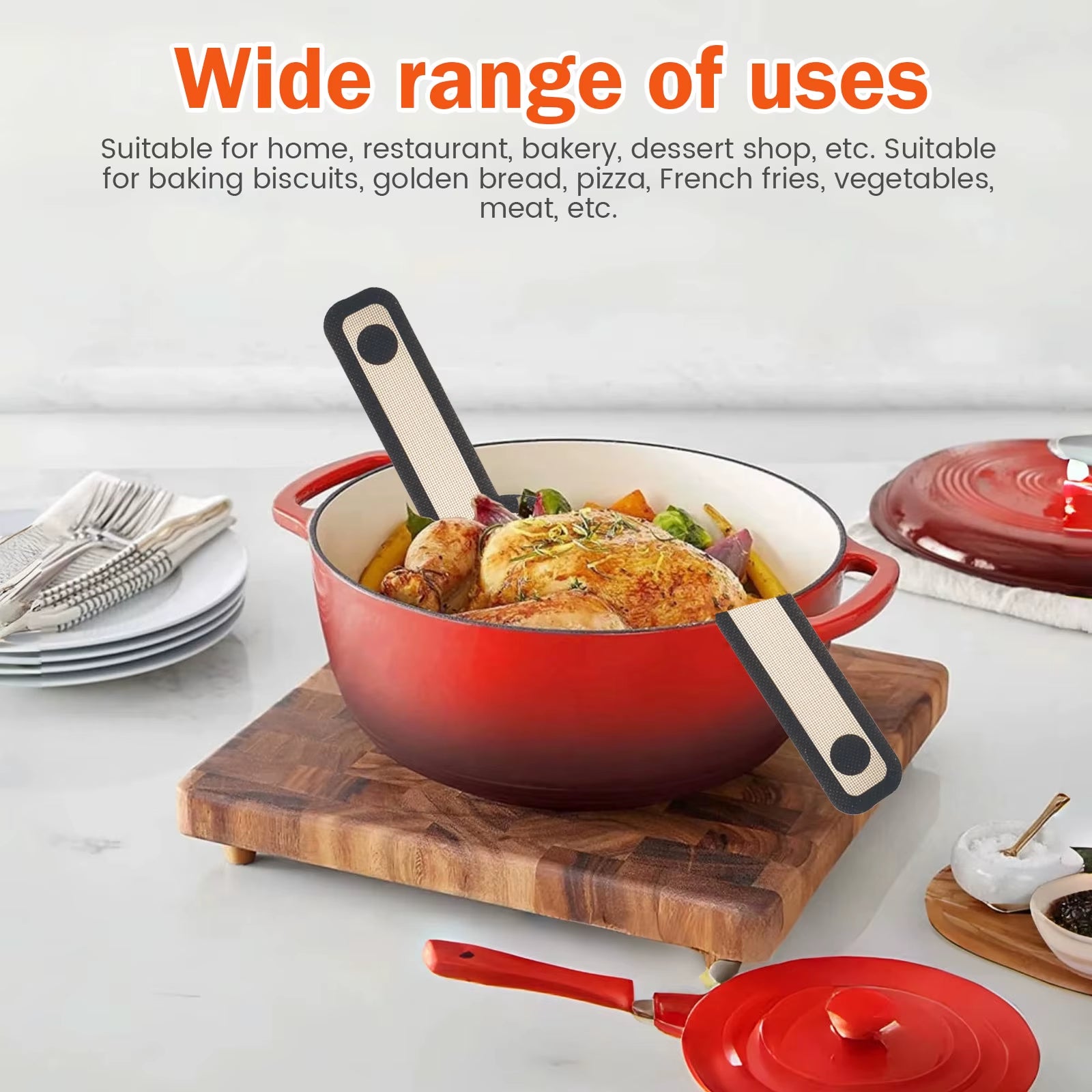 2Pcs Silicone Bread Sling with Long Handle Non Stick round and Oval Sourdough Bread Baking Mat Oven Liner for Transfer Dough