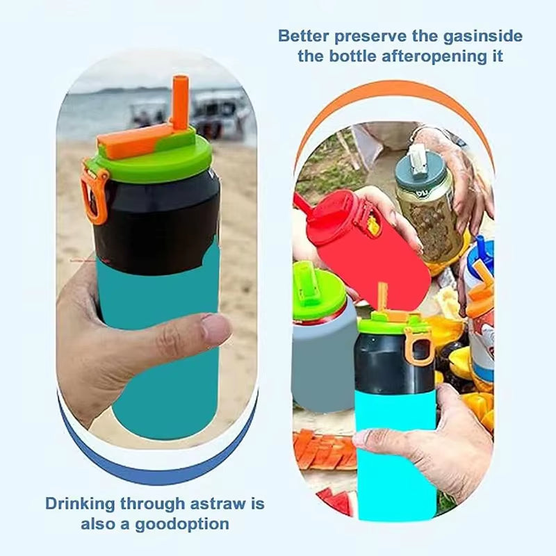 2PCS Soda Can Cover Creative Sealed Silicone Straw Beverage Can Cover Cup Cov Suitable for Canned Beverage Reusable Tank Cover